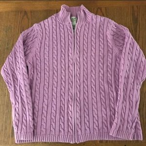 L.L. BEAN ORCHID HEAVY KNIT CABLE KNIT SWEATER